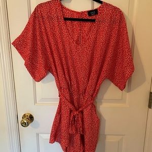 Red Flora Print Romper